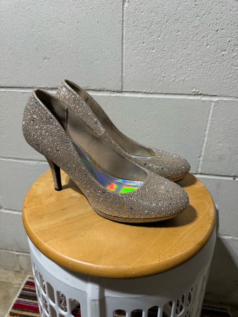 Sparkling Nude Crystal High Heel Pumps